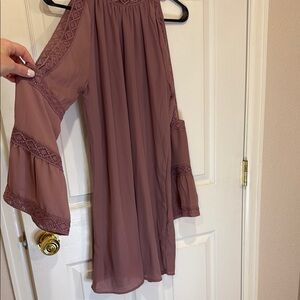 Elegant Mauve Cold Shoulder Dress